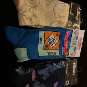 Disney Colorful Crew Socks Set - Blue, Cream, Black